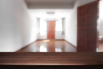 Empty desk platform indoor room house background. For product display montage.