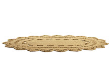 Modern Braided Oval Jute Rug With A Floral Pattern. 3d Render