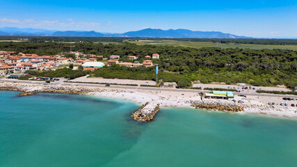 Wall Mural - Amazing aerial view of Marina di Pisa coastline, Tuscany