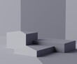 © TANATPON - 3d geometric forms. Box podium in grey color. Fashion show stage,pedestal, shopfront with colorful theme. Minimal scene for  product display.