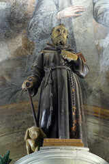 St. Anthony, statue on the high altar in the parish church of St. Anthony the Hermit in Slavetic, Croatia