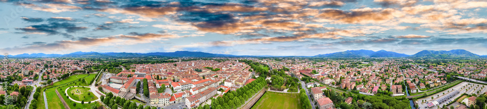 Amazing aerial view of Lucca, famous town of Tuscany - obrazy, fototapety, plakaty 