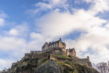 Poster - Castle on a Castle Rock in Edinburgh city, Scotland, UK, view from Princes Street Gardens park