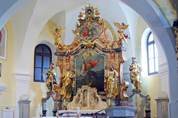 High altar in the chapel of Saint George at the Lake in Klanjecko Jezero, Croatia