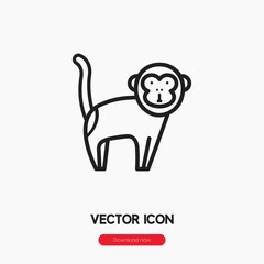 Poster - monkey icon vector. Linear style sign for mobile concept and web design. monkey symbol illustration. Pixel vector graphics - Vector. 