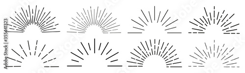 Sun Rays Hand Drawn Linear Drawing Stock Vector Adobe Stock