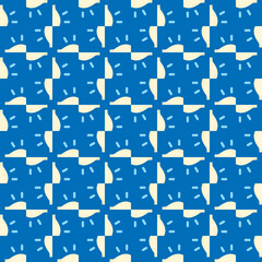 Vector seamless pattern texture background with geometric shapes, colored in blue, white colors.