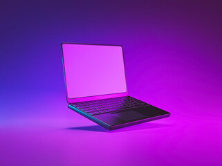 Poster - laptop isolated. minimal icon, symbol. technology concept. 3d rendering