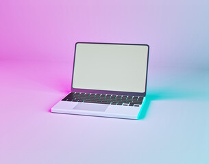 Poster - laptop isolated. minimal icon, symbol. technology concept. 3d rendering