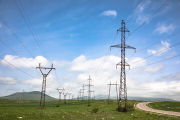 electrical towers and field