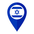 flat map marker icon with israel flag. vector illustration isolated on white background