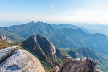 Wall Mural - Peaks of Bukhansan national park near Seoul, Republic of Korea