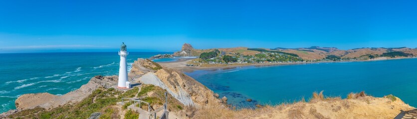 Wall Mural - Castlepoint lighthouse in New Zealand