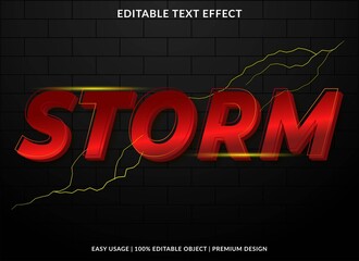 Poster - storm text effect template with 3d style and bold font concept use for brand label and logotype sticker