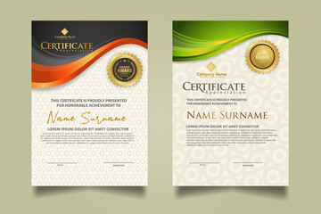 Wall Mural - set modern certificate template with flow lines ornament and modern pattern background.
