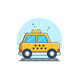 Fototapeta Młodzieżowe - Flat Outline Illustration Vector Graphic of Taxi Car Icon. Perfect for Your Apps Icon, Banner, etc.
