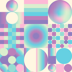 Poster - Set of minimalist background designs in holographic colors. Modern style. Vector illustration.
