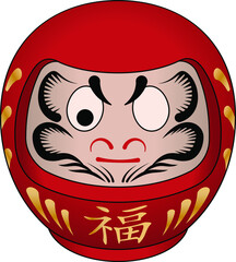 Wall Mural - Japanese good fortune Daruma doll; in red with the fuku character that translates to 