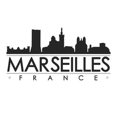 Sticker - Marseilles Skyline Silhouette Design City Vector Art