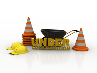Poster - 3d rendering building Under construction
