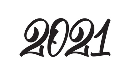 Wall Mural - vector illustration: handwritten number lettering of 2021. happy new year.