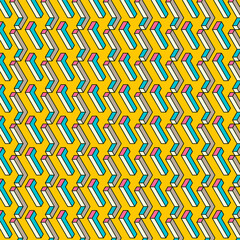 Poster - Colorful abstract pattern design made of isometric objects. Retro style background. Vector illustration.