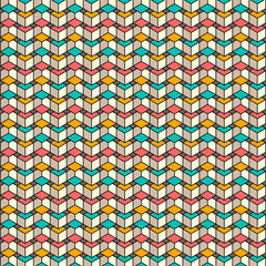 Poster - Abstract pattern design made of isometric objects in various colors. Geometric texture. Vector illustration.
