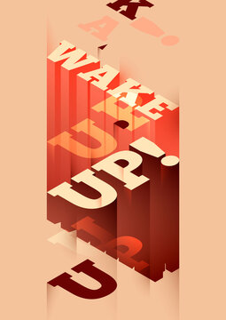 Abstract style design with isometric typography. Retro background. Vector illustration.