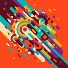 Poster - Colorful abstraction in retro style, made of various rounded shapes and circles. Youthful background. Vector illustration.