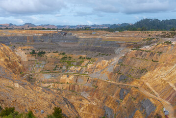 Aerial view of Martha mine at Waihi, New Zealand