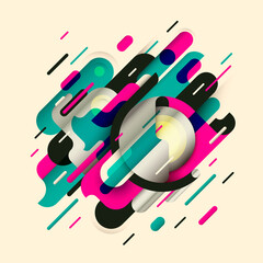 Poster - Futuristic style abstraction with design made of various rounded shapes in color. Vector illustration.