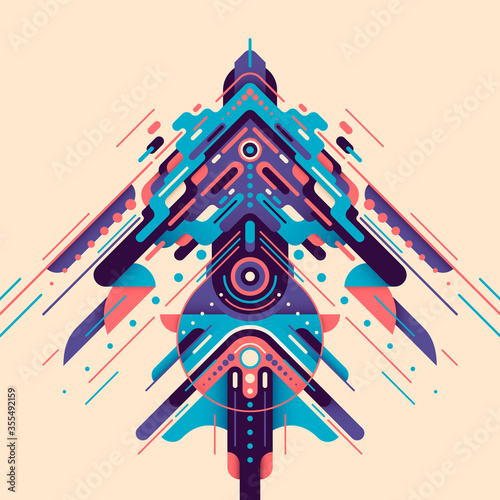 Fotografía Futuristic style design, made of various abstract geometric shapes in color