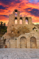 Wall Mural - Odeon of Herodes Atticus on acropolis hill in Athens