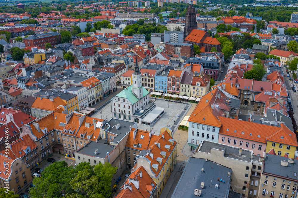 Obraz na płótnie Aerial view of old town of Gliwice. Silesia, Poland. w salonie