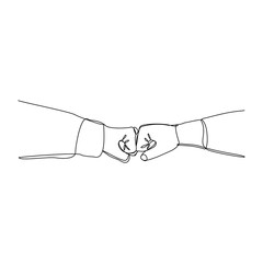 Wall Mural - Continuous line drawing of arm hands fist bump. vector illustration