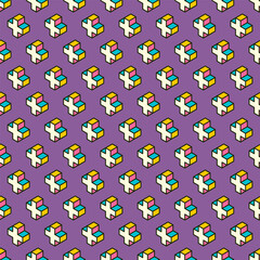 Poster - seamless pattern background made of small isometric crosses in colors. modish design. vector illustr