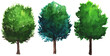 Watercolor set of three trees
