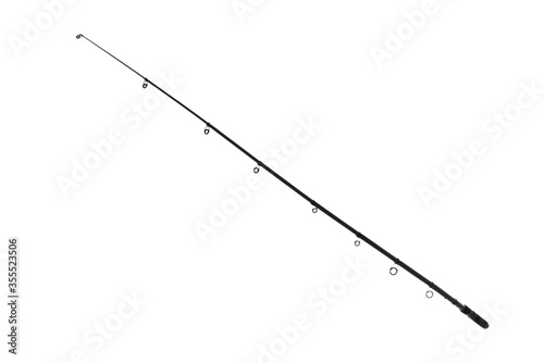 Fotomural black spinning fishing rod isolated on white background