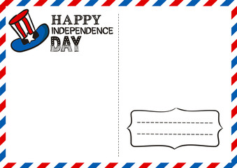 Wall Mural - Happy Independence Day postcard. Lettering for Independence Day of the United States of America. Logo by July 4th in national colors of the USA. Vector illustration for greeting card in doodle style.