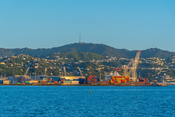 Wall Mural - Container port in Wellington, New Zealand