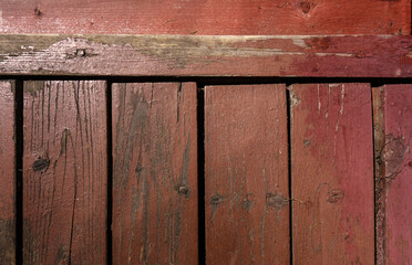 Wall Mural - Old red wooden planks with cracks and crevices on the floor