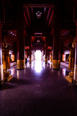 Wall Mural - Lanna style building with sun light at Ban Den temple