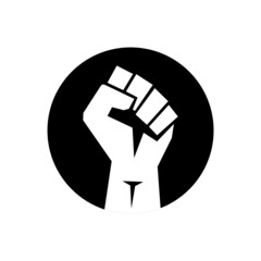 Raised fist logo icon poster - isolated vector illustration