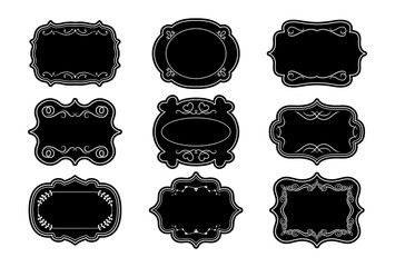 Wall Mural - label ornamental black craft frames set. elegant royal ornate sticker tag. decorative vintage empty 