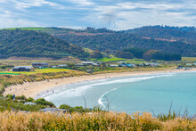 Curio Bay Beach At Caitlins Region Of New Zealand