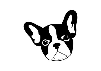 Wall Mural - Cute Two Tone French Bulldog Black & White Logo Vector