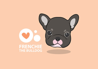 Wall Mural - Cute French Bulldog Puppy face with lovely heat thinking balloon.