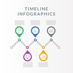 Wall Mural - Timeline Infographics with lupe light bulb and pie chart icons vector design