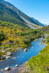 Poster - Hooker river at Aoraki / Mt. Cook National park in New Zealand