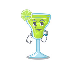 Wall Mural - Mascot design style of margarita cocktail with waiting gesture